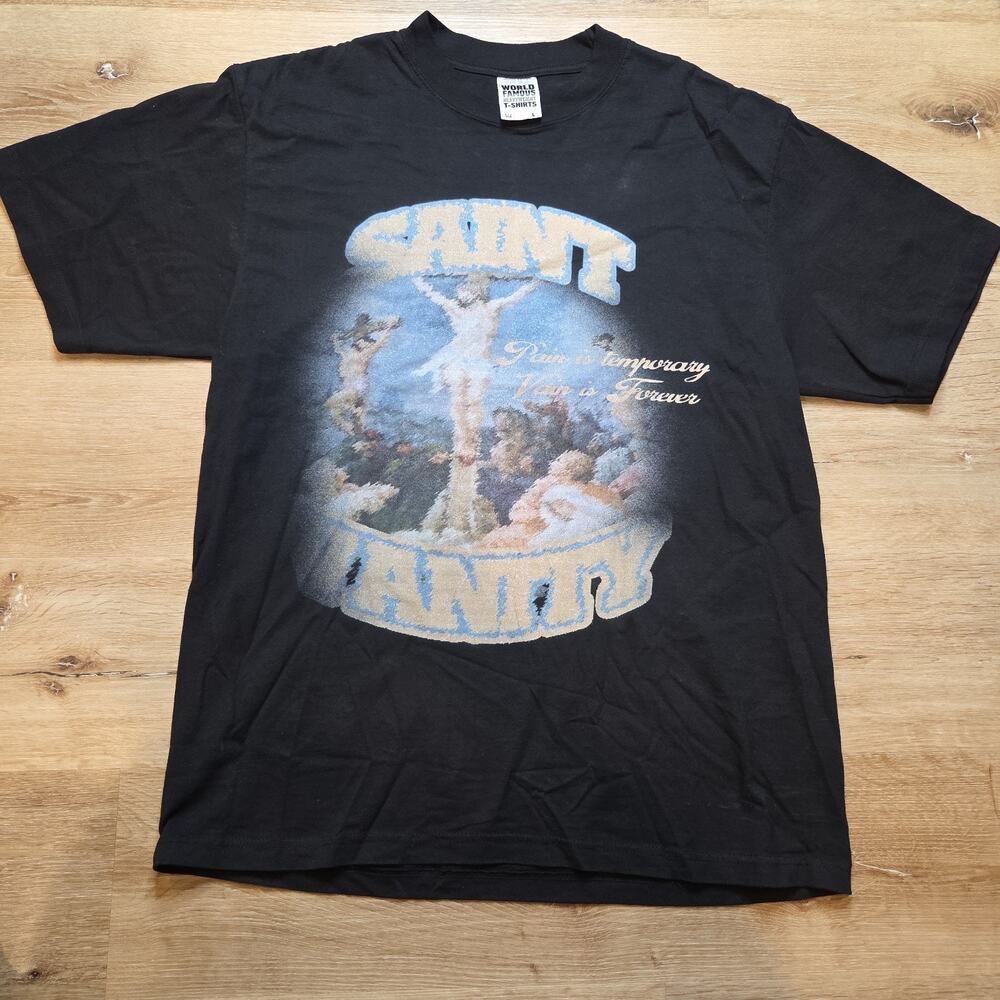 Saint Vanity Pain Is Temporary Vain Is Forever Mens L Black Heavyweight Tee